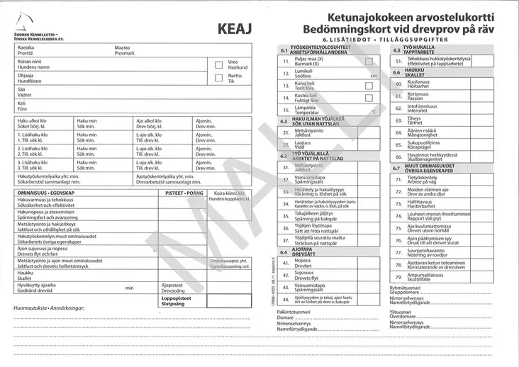 KEAJ arvostelukortti - Metsästys - 405123 - 1