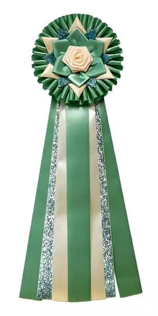 Oma teksti - Ruusuke vaal.vihreä glitter - Valioruusukkeet - 103686 - 1