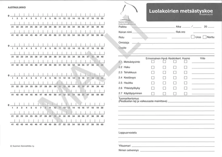 LUME arvostelukortti - Metsästys - 405137 - 1